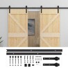 Porte coulissante 2 pcs Naturel et noir Bois de pin massif 625232625232
