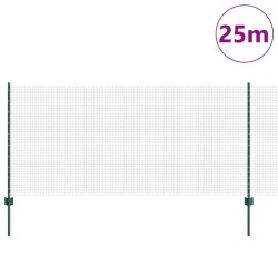 Clôture en fil soudé avec poteaux 25 x 1 m Acier galvanisé Vert 625233625233