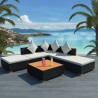 Salon de jardin 6 pcs avec coussins résine tressée noir 625236625236