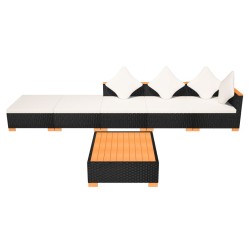 Salon de jardin 6 pcs avec coussins résine tressée noir 625236625236