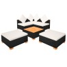 Salon de jardin 6 pcs avec coussins résine tressée noir 625236625236