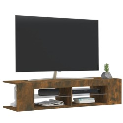 Meuble TV avec lumières LED chêne fumé 135x39x30 cm 625243625243