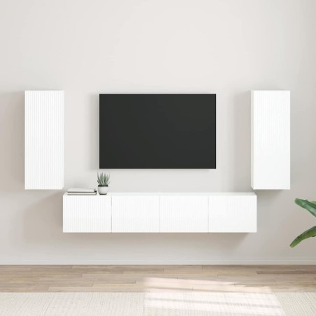 Meuble TV mural 2 pcs Blanc Brillant 30 x 31 x 80 cm 625250625250