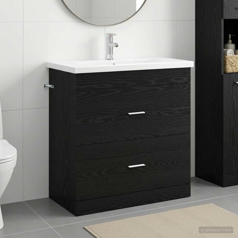 Ensemble de mobilier de salle de bain Chêne noir 625257625257
