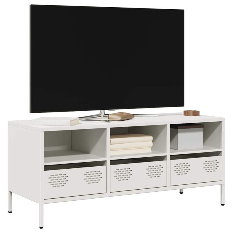 Meuble TV blanc 101,5x39x43,5 cm acier laminé à froid 625259625259