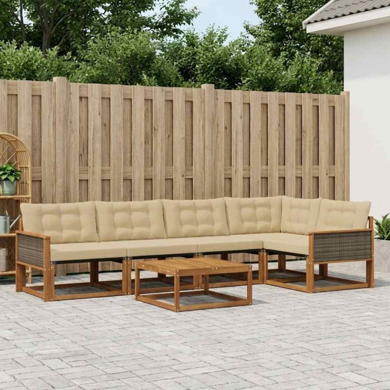 Ensemble de canapés d'extérieur 6 pcs Naturel et Beige 625263625263
