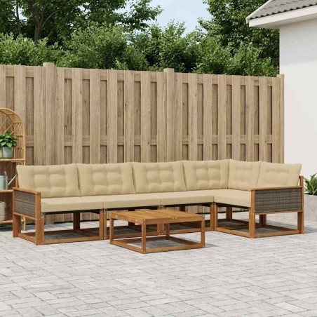 Ensemble de canapés d'extérieur 6 pcs Naturel et Beige 625263625263