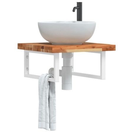 Étagère de vasque murale acier et bois massif d'acacia 625270625270