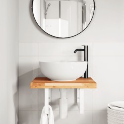 Étagère de vasque murale acier et bois massif d'acacia 625270625270