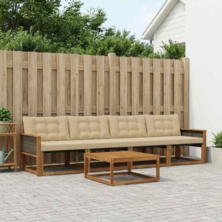 Ensemble de canapés d'extérieur 5 pcs Naturel et Beige 625273625273