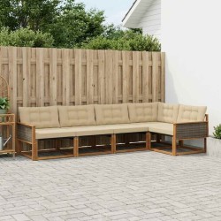 Ensemble de canapés d'extérieur 5 pcs Naturel et Beige 625276625276