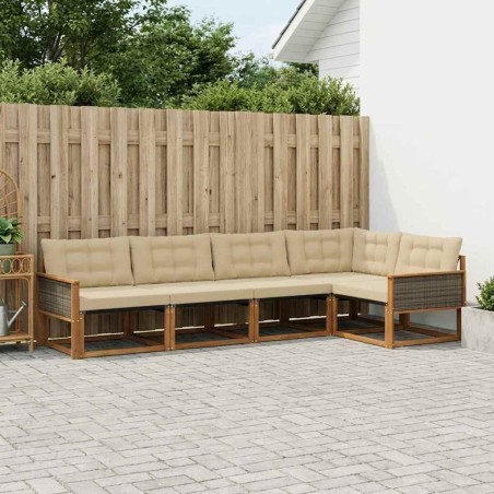 Ensemble de canapés d'extérieur 5 pcs Naturel et Beige 625276625276