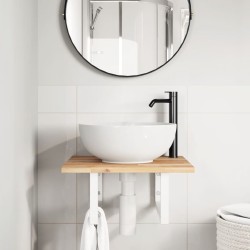 Étagère de vasque murale acier et bois massif d'acacia 625282625282