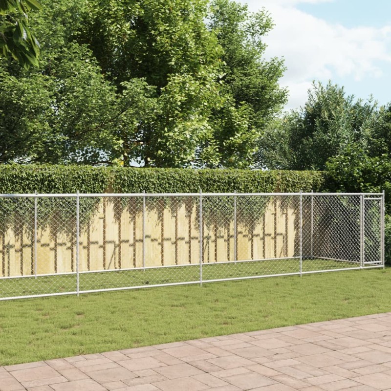 Cage pour chien avec porte gris 12x2x1,5 m acier galvanisé 625286625286