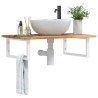 Étagère de vasque murale acier et bois massif d'acacia 625292625292