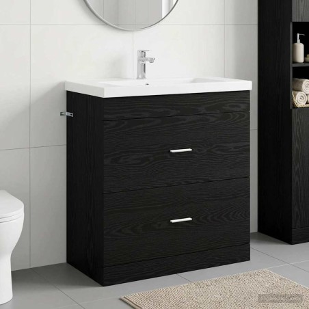 Meuble sous lavabo de salle de bain Chêne noir 625293625293