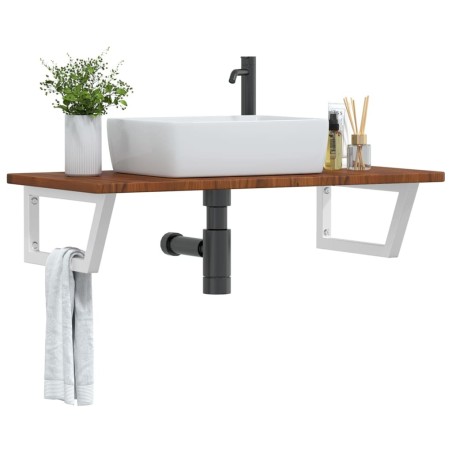 Étagère de vasque murale acier et bois de chêne massif 625295625295