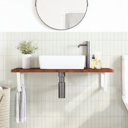 Étagère de vasque murale acier et bois de chêne massif 625295625295