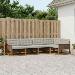 Ensemble de canapés d'extérieur 5 pcs Naturel et gris clair 625303625303