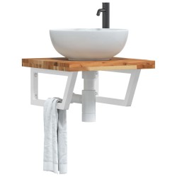 Étagère de vasque murale acier et bois massif d'acacia 625307625307