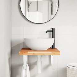 Étagère de vasque murale acier et bois massif d'acacia 625307625307