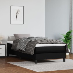 Matelas de lit à ressorts ensachés fermeté moyenne Noir 100x200x20cm Similicuir 625314625314