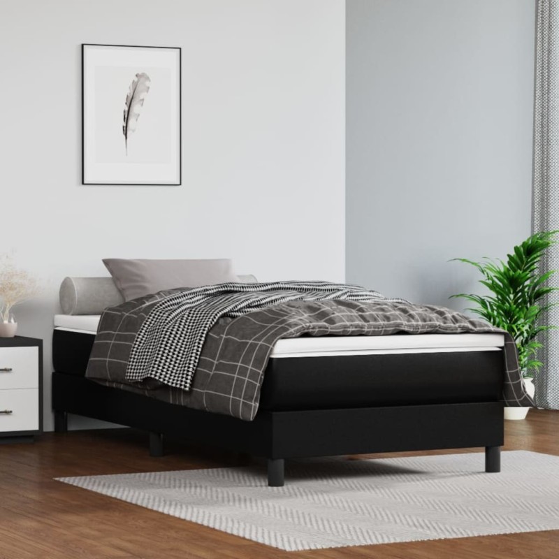 Matelas de lit à ressorts ensachés fermeté moyenne Noir 100x200x20cm Similicuir 625314625314