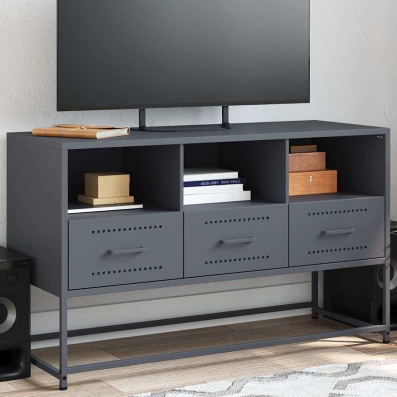 Meuble TV anthracite 100,5x39x60,5 cm acier 625315625315