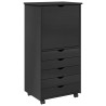 Cabinet roulant Gris 53 x 39 x 103 cm Bois de Pin Massif 625321625321