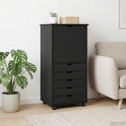 Cabinet roulant Gris 53 x 39 x 103 cm Bois de Pin Massif 625321625321