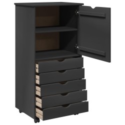 Cabinet roulant Gris 53 x 39 x 103 cm Bois de Pin Massif 625321625321