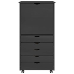 Cabinet roulant Gris 53 x 39 x 103 cm Bois de Pin Massif 625321625321