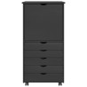 Cabinet roulant Gris 53 x 39 x 103 cm Bois de Pin Massif 625321625321