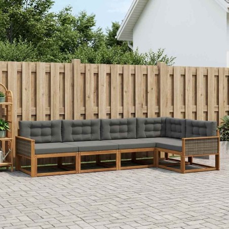 Ensemble de canapés d'extérieur 5 pcs Naturel et Anthracite 625323625323