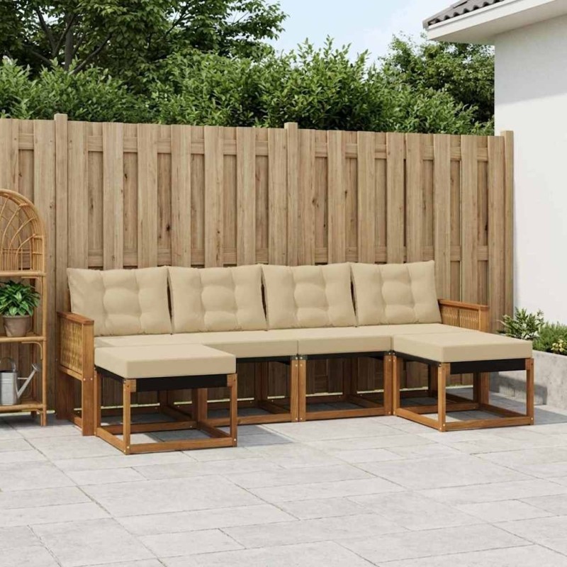 Ensemble de canapés d'extérieur 6 pcs Naturel et Beige 625325625325