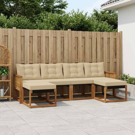 Ensemble de canapés d'extérieur 6 pcs Naturel et Beige 625325625325