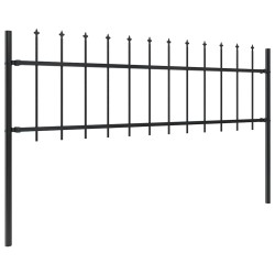 Clôture de jardin avec dessus en forme de lance en acier 1426 x 60 cm Noir 625328625328
