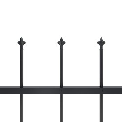Clôture de jardin avec dessus en forme de lance en acier 1426 x 60 cm Noir 625328625328