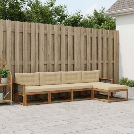 Ensemble de canapés d'extérieur 5 pcs Naturel et Beige 625339625339