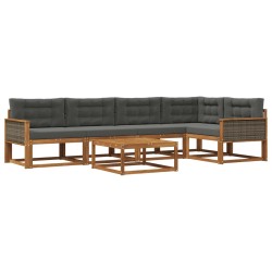 Ensemble de canapés d'extérieur 6 pcs Naturel et Anthracite 625340625340
