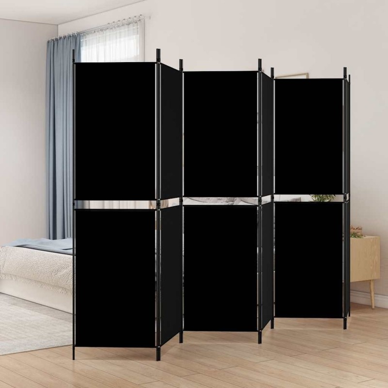 Cloison de séparation 6 panneaux Noir 300x180 cm Tissu 625343625343
