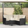 Canapé de jardin en L avec table et coussins noir résine tressée 625345625345