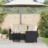 Canapé de jardin en L avec table et coussins noir résine tressée 625345625345