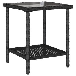 Canapé de jardin en L avec table et coussins noir résine tressée 625345625345