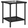 Canapé de jardin en L avec table et coussins noir résine tressée 625345625345