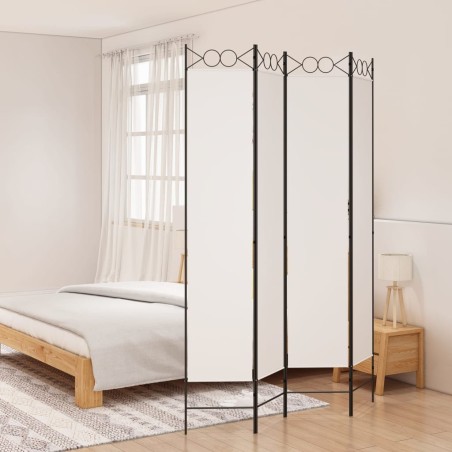 Cloison de séparation 4 panneaux Blanc 160x220 cm Tissu 625350625350