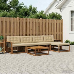 Ensemble de canapés d'extérieur 6 pcs Naturel et Beige 625352625352