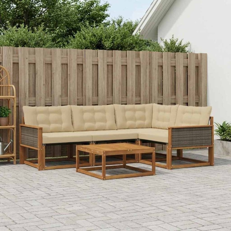 Ensemble de canapés d'extérieur 5 pcs Naturel et Beige 625356625356