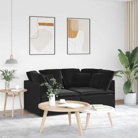Canapé modulable avec coussins velours noir 625358625358