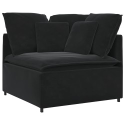 Canapé modulable avec coussins velours noir 625358625358